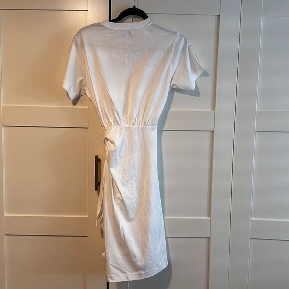NEW Vince Tie Waist Short Sleeve Cotton Dress in White, Size X-Small - Picture 4 of 4